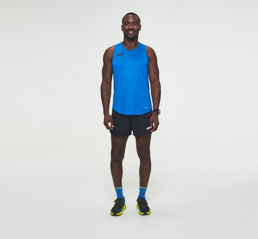 Top Hoka One One Hombre Azules - Performance Tank - TPYA47513